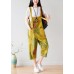 Vintage Yellow pockets print Jumpsuit Summer