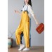 Fashion Yellow pockets Patchwork denim Jumpsuit Spring