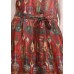 Italian Red Print Linen Sundress Drawstring