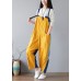 Fashion Yellow pockets Patchwork denim Jumpsuit Spring