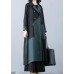 New plus size long coat fall jacket green patchwork double breast Coats Women